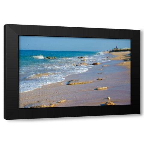 Florida-Surf on Beach Black Modern Wood Framed Art Print by Miller, Anna