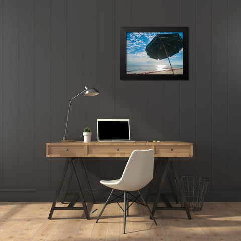 Beach Umbrella-Sanibel Island-Florida-USA Black Modern Wood Framed Art Print by Miller, Anna