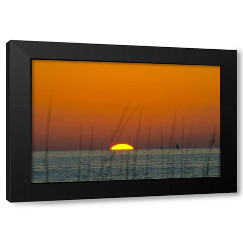 Florida-Sarasota-Siesta Key-Orange Sunset Black Modern Wood Framed Art Print with Double Matting by Friel, Bernard
