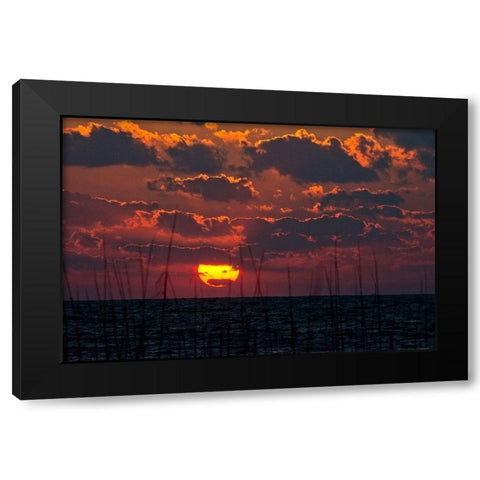 Florida-Sarasota-Crescent Beach-Siesta Key-Cloudy Sunset Black Modern Wood Framed Art Print with Double Matting by Friel, Bernard