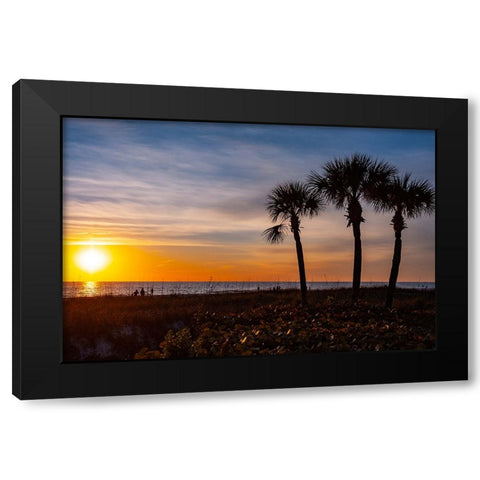 USA-Florida-Sarasota-Crescent Beach-Siesta Key-Sunset Black Modern Wood Framed Art Print by Friel, Bernard