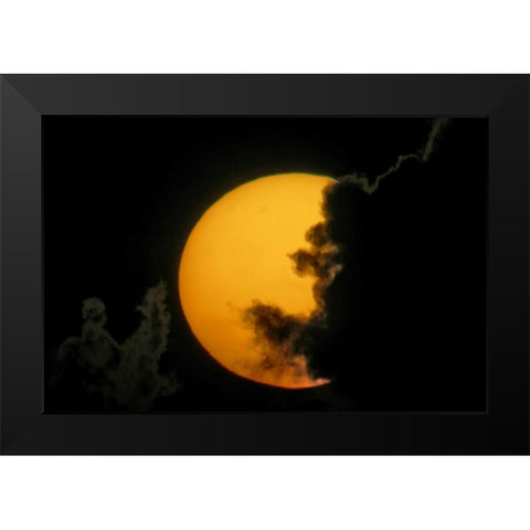 FL, Fort De Soto Park Dark clouds at sunset Black Modern Wood Framed Art Print by Morris, Arthur