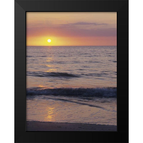 FL, St Petersburg Beach Sunset on the ocean Black Modern Wood Framed Art Print by Flaherty, Dennis