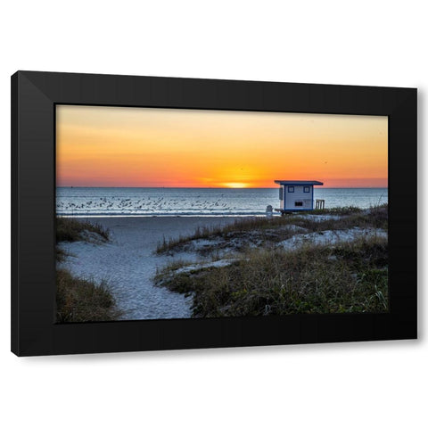 USA-Florida-Port Canaveral-Sunrise over the Atlantic Black Modern Wood Framed Art Print by Looney, Hollice