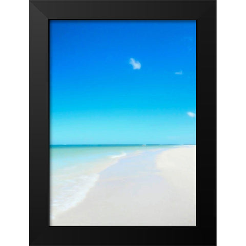 Clearwater Beach-white sands and a boat in the distance on the green water of the Gulf of Mexico Black Modern Wood Framed Art Print by Haddad, Sheila