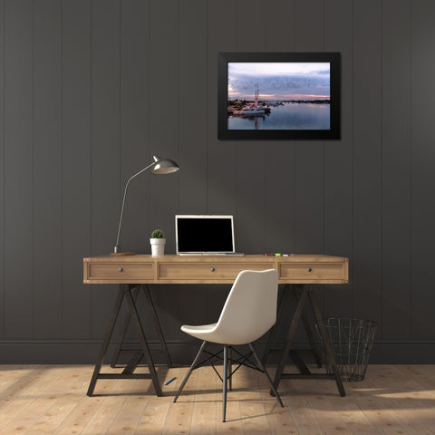 Looking out of the Key West Express shuttle over Fort Myers waterway of the Gulf of Mexico Black Modern Wood Framed Art Print by Haddad, Sheila