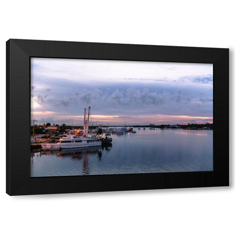 Looking out of the Key West Express shuttle over Fort Myers waterway of the Gulf of Mexico Black Modern Wood Framed Art Print with Double Matting by Haddad, Sheila