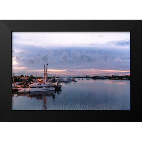 Looking out of the Key West Express shuttle over Fort Myers waterway of the Gulf of Mexico Black Modern Wood Framed Art Print by Haddad, Sheila