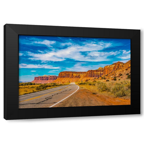 Colorful Cliffs-Highway 211-Canyonlands National Park-Needles District-Utah Black Modern Wood Framed Art Print by Perry, William