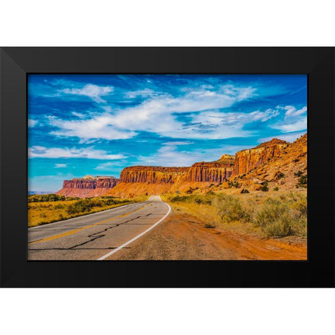 Colorful Cliffs-Highway 211-Canyonlands National Park-Needles District-Utah Black Modern Wood Framed Art Print by Perry, William