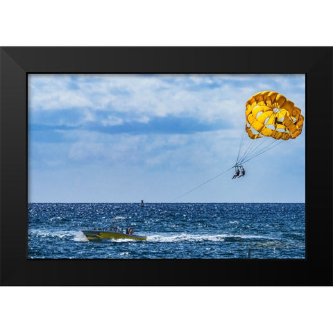 Two people parasailing-Fort Lauderdale-Florida Black Modern Wood Framed Art Print by Perry, William
