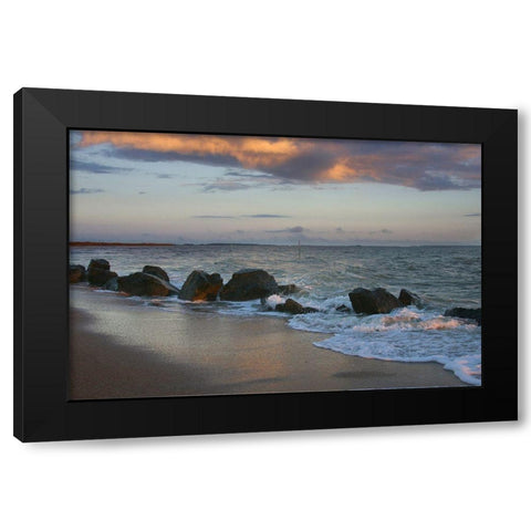 Sunrise on Tybee Island Beach-Georgia-USA Black Modern Wood Framed Art Print by Miller, Anna