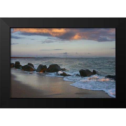 Sunrise on Tybee Island Beach-Georgia-USA Black Modern Wood Framed Art Print by Miller, Anna