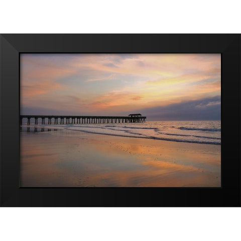 Sunrise on Tybee Island Beach-Georgia-USA Black Modern Wood Framed Art Print by Miller, Anna