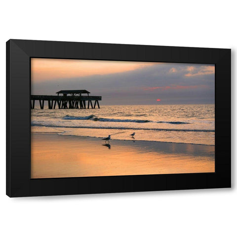 Sunrise on Tybee Island Beach-Georgia-USA Black Modern Wood Framed Art Print by Miller, Anna