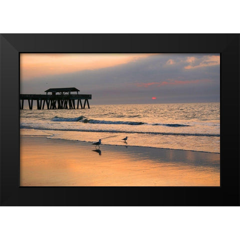 Sunrise on Tybee Island Beach-Georgia-USA Black Modern Wood Framed Art Print by Miller, Anna