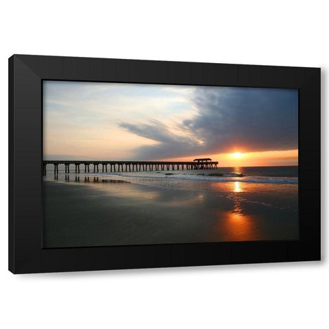 Sunrise on Tybee Island Beach-Georgia-USA Black Modern Wood Framed Art Print with Double Matting by Miller, Anna