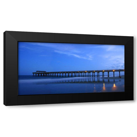 Moonlit Beach with Pier-Tybee Island-Georgia-USA Black Modern Wood Framed Art Print with Double Matting by Miller, Anna