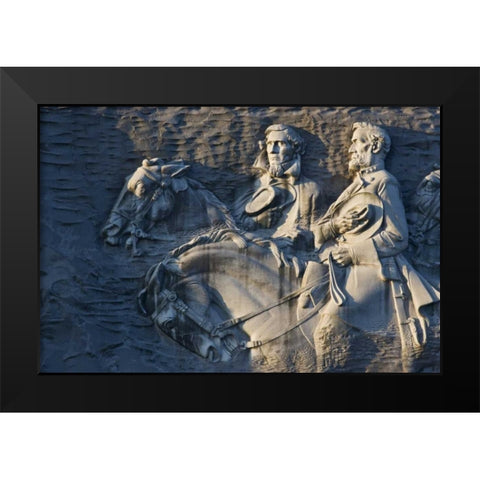 GA, Atlanta Carving on Stone Mountain Black Modern Wood Framed Art Print by Flaherty, Dennis