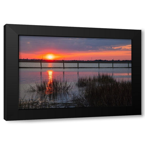 USA-Georgia-Jekyll Island-Sunset on Jekyll Island Black Modern Wood Framed Art Print by Looney, Hollice
