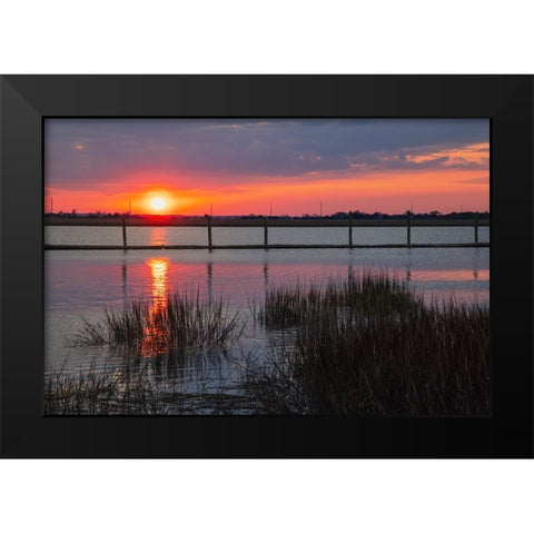 USA-Georgia-Jekyll Island-Sunset on Jekyll Island Black Modern Wood Framed Art Print by Looney, Hollice