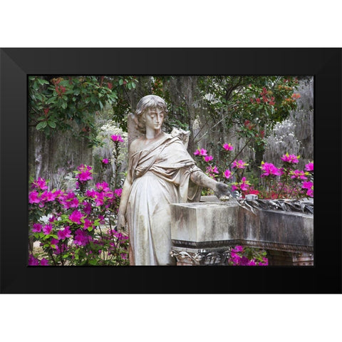 Georgia-Savannah-Bonaventure Cemetery in the spring with azaleas in bloom Black Modern Wood Framed Art Print by Wells, Joanne