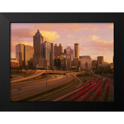 Atlanta Georgia skyline at dusk Black Modern Wood Framed Art Print by SMO