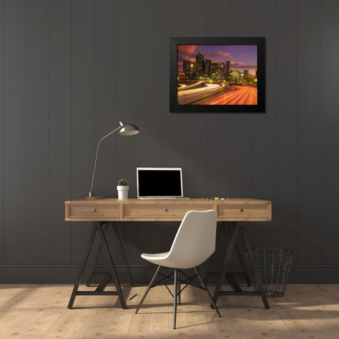 Atlanta-Georgia skyline at dusk Black Modern Wood Framed Art Print by SMO