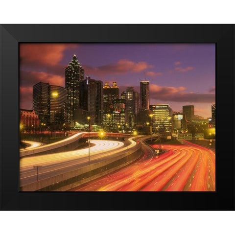 Atlanta-Georgia skyline at dusk Black Modern Wood Framed Art Print by SMO