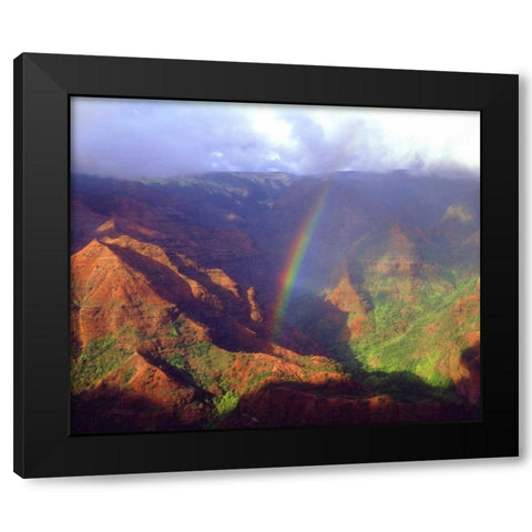 USA, Hawaii, Kauai A rainbow over Waimea Canyon Black Modern Wood Framed Art Print by Talbot Frank, Christopher
