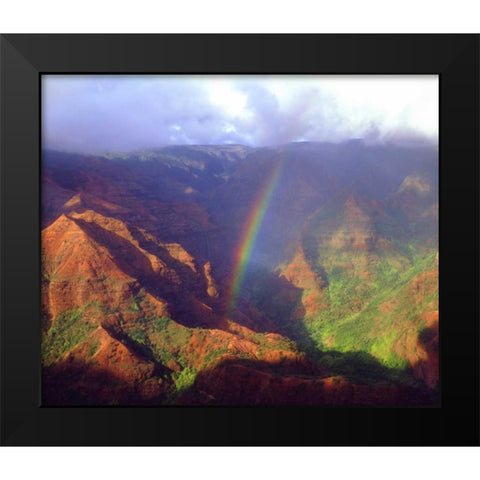 USA, Hawaii, Kauai A rainbow over Waimea Canyon Black Modern Wood Framed Art Print by Talbot Frank, Christopher