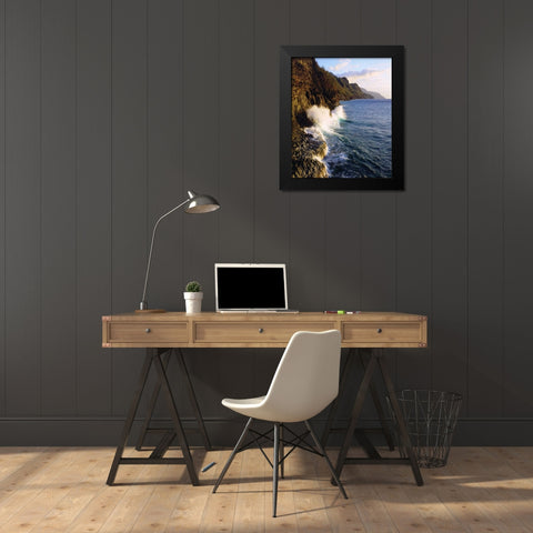 Hawaii, Kauai Waves on the Na Pali Coast Black Modern Wood Framed Art Print by Talbot Frank, Christopher