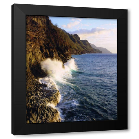 Hawaii, Kauai Waves on the Na Pali Coast Black Modern Wood Framed Art Print by Talbot Frank, Christopher