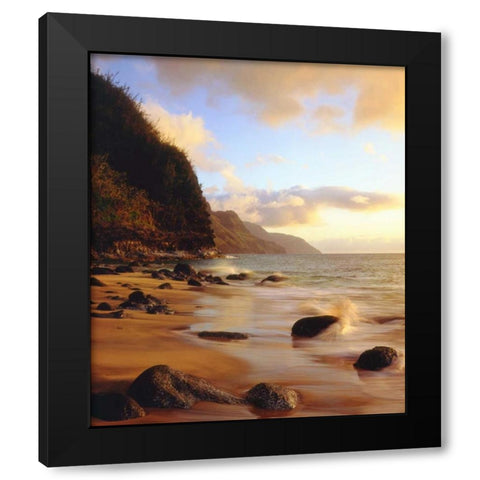 Hawaii, Kauai Waves on the Na Pali Coast Black Modern Wood Framed Art Print by Talbot Frank, Christopher