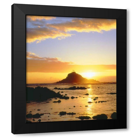 Hawaii, Maui Sunrise over Three Palm Tree Island Black Modern Wood Framed Art Print by Talbot Frank, Christopher