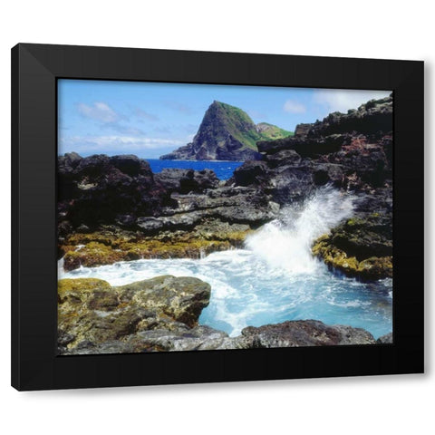 Hawaii, Maui Waves breaking on the coast Black Modern Wood Framed Art Print by Talbot Frank, Christopher