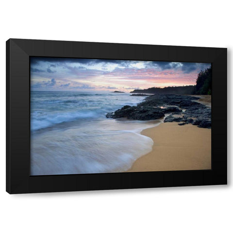 USA, Hawaii, Kauai Secret Beach at dawn Black Modern Wood Framed Art Print with Double Matting by Flaherty, Dennis