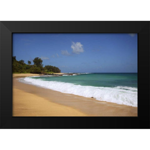 USA, Hawaii, Kauai Wave breaks on deserted beach Black Modern Wood Framed Art Print by Flaherty, Dennis