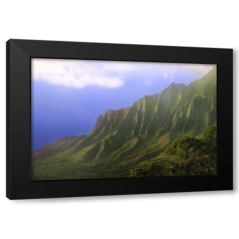 HI, Kauai Landscape of the Na Pali Coast Black Modern Wood Framed Art Print with Double Matting by Flaherty, Dennis