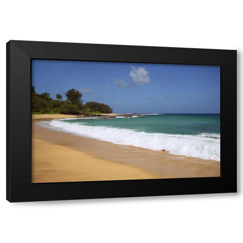 USA, Hawaii, Kauai Scenic of Secret Beach Black Modern Wood Framed Art Print with Double Matting by Flaherty, Dennis
