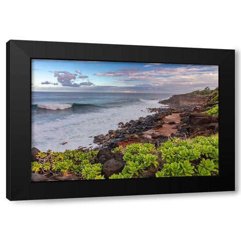 Paliku aka Donkey Beach in Kealia in Kauai-Hawaii-USA Black Modern Wood Framed Art Print with Double Matting by Haney, Chuck