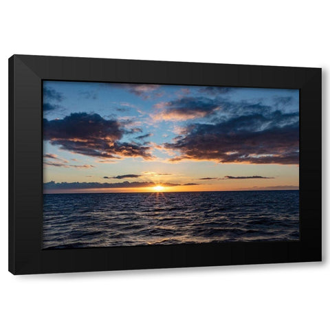 Sunset over the Pacific Ocean from tour boat in Kauai-Hawaii-USA Black Modern Wood Framed Art Print with Double Matting by Haney, Chuck