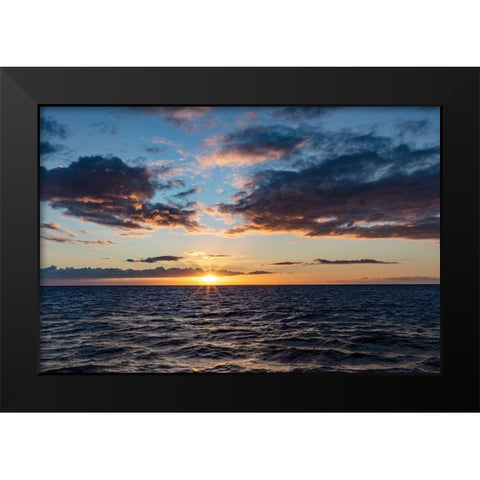 Sunset over the Pacific Ocean from tour boat in Kauai-Hawaii-USA Black Modern Wood Framed Art Print by Haney, Chuck