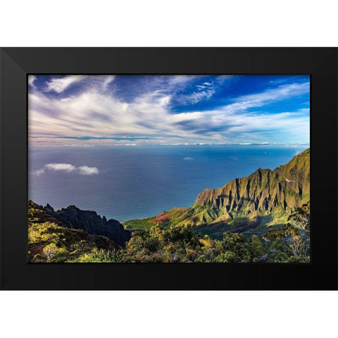 The Napali Coast Wilderness at Kokee State Park in Kauai-Hawaii-USA Black Modern Wood Framed Art Print by Haney, Chuck