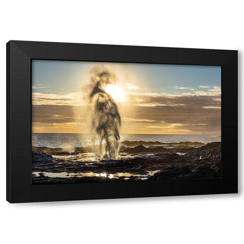 The Spouting Horn at sunset near Poipu in Kauai-Hawaii-USA Black Modern Wood Framed Art Print by Haney, Chuck
