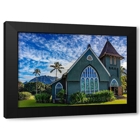 Historic Waioli Huiia Church in Hanalei in Kauai-Hawaii-USA Black Modern Wood Framed Art Print with Double Matting by Haney, Chuck