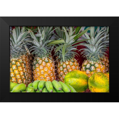 Fresh fruit at the market-Kauai-Hawaii-USA Black Modern Wood Framed Art Print by Engelbrecht, Jim