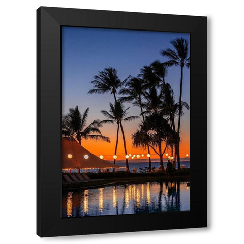 Sunset reflected in resort pool-Maui-Hawaii-USA Black Modern Wood Framed Art Print with Double Matting by Engelbrecht, Jim