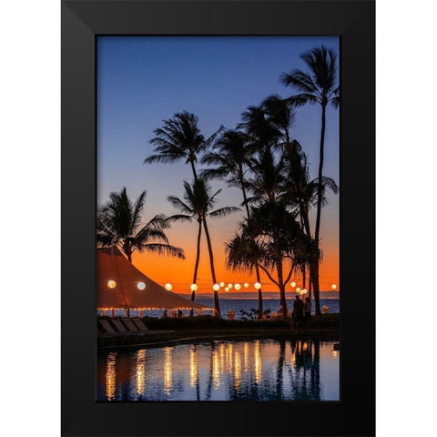 Sunset reflected in resort pool-Maui-Hawaii-USA Black Modern Wood Framed Art Print by Engelbrecht, Jim