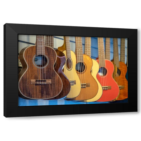Ukulele in music store-Kauai-Hawaii-USA Black Modern Wood Framed Art Print with Double Matting by Engelbrecht, Jim